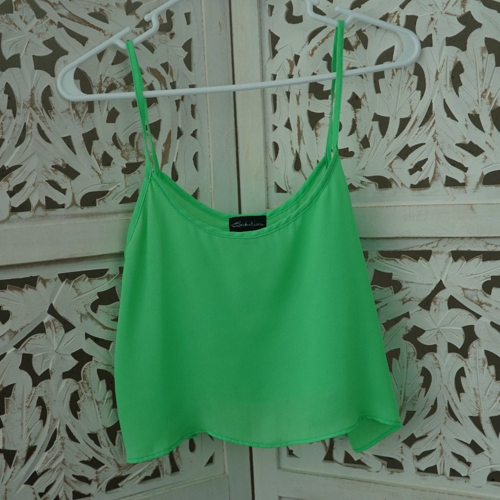 Seductions crop top green size medium